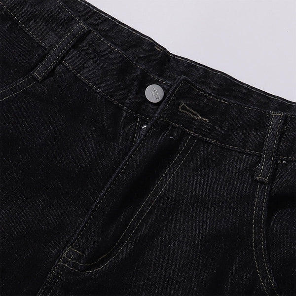 Celestial Star Embroidery Faded Wide Leg Jeans