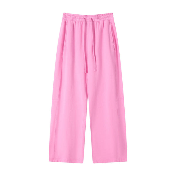 Curved Seam Straight Leg Casual Street Trousers