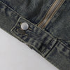 Bold Stitching Distressed Denim Jacket