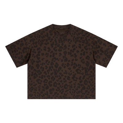Leopard Print Oversized Short Sleeve Tee Shirt