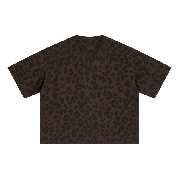 Leopard Print Oversized Short Sleeve Tee Shirt