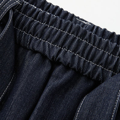 High Waist Tie Belt Relaxed Denim Shorts