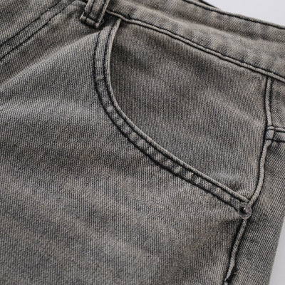 Paint Splatter Panel Stitching Barrel-Leg Jeans