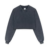 Distressed Raw Hem Crop Sweatshirt