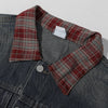 Plaid Patchwork Denim Trucker Jacket