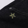 Celestial Star Embroidery Faded Wide Leg Jeans