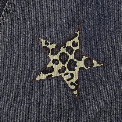 Leopard Star Patch Wide-Leg Denim Jeans