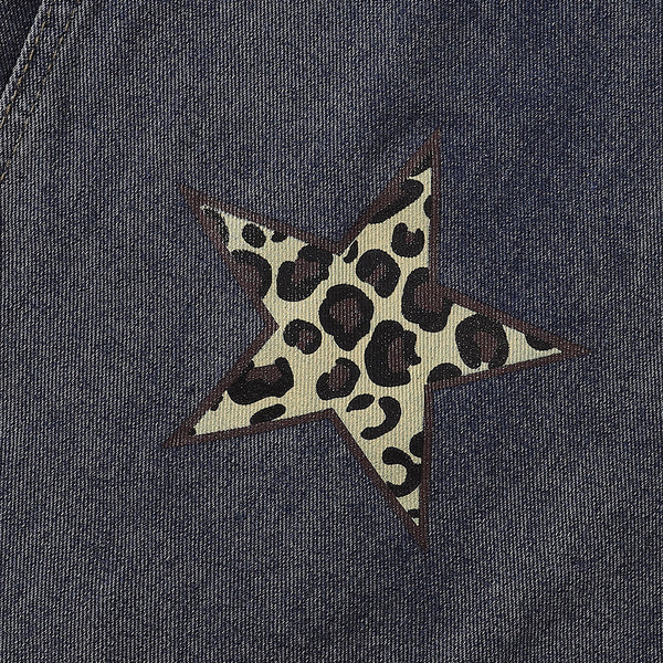 Leopard Star Patch Wide-Leg Denim Jeans