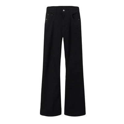 Slim Fit Solid Black Flared Denim Pants