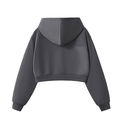 Women's Solid Color Relaxed Cropped Hoodie