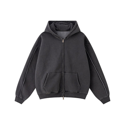 Double Slider Fleece Kangaroo Pocket Hoodie