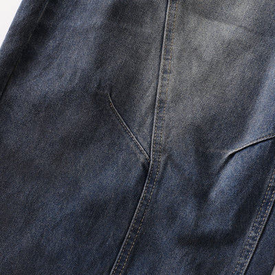 Faded Wash Panel Stitching Barrel-Leg Jeans