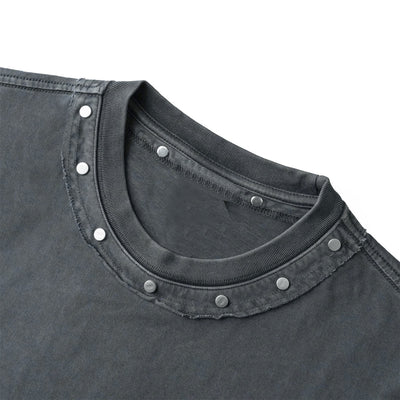 Rivet Detail Washed Boxy Fit T-Shirt