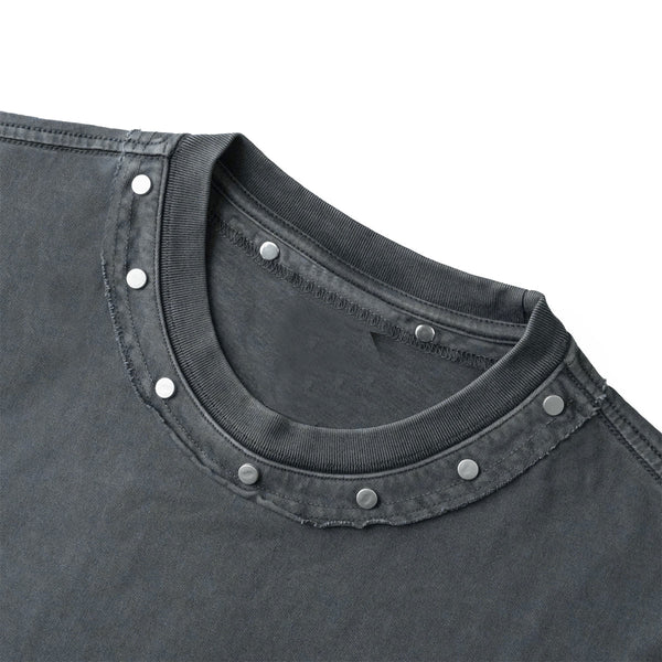 Rivet Detail Washed Boxy Fit T-Shirt