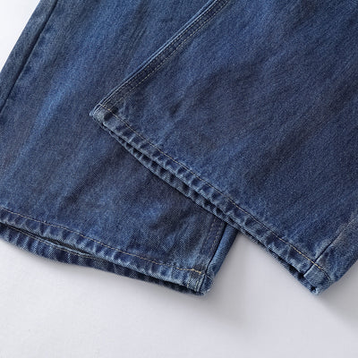 Faded Wash Distressed Baggy Frayed-Hem Jeans
