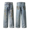 Grunge-Style Paint-Splatter Baggy Jeans