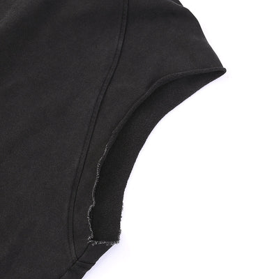Raw Edge Sleeveless Muscle Hoodie