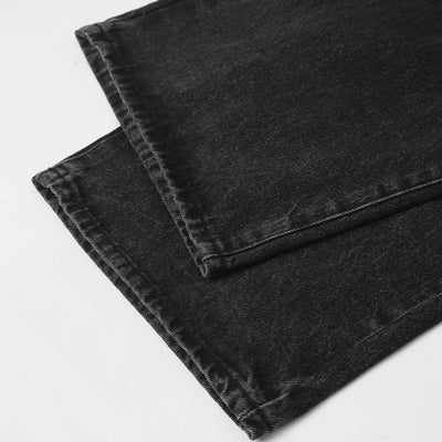 Washed Black Denim Utility Cargo Pants