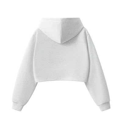 Women's Solid Zip-Front Cropped Hoodie
