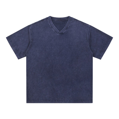 Men's Casual Washed V-Neck T-Shirt 8oz