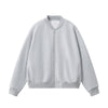 Solid Zip-Front Fleece Bomber Jacket