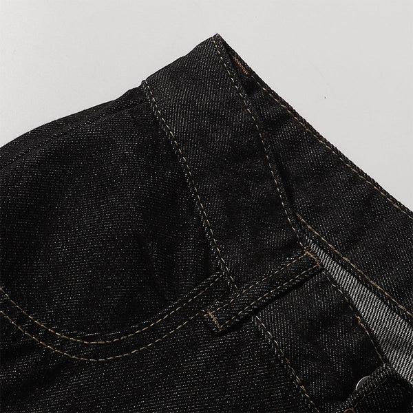 Contrast Stitching Detail Wide Leg Denim Pants