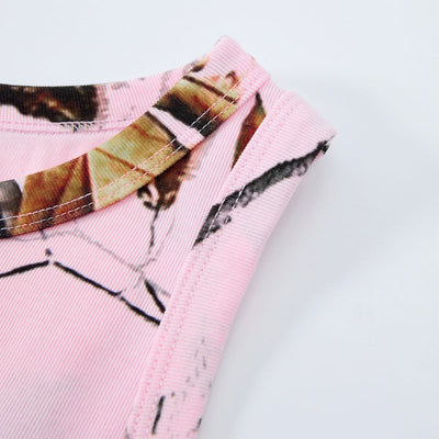 Womens Pink Camo Sleeveless Casual Sport Tank