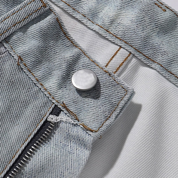 Vintage Digital Print Faux Denim Jeans