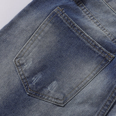 Vintage Wash Whisker Faded Straight Leg Jeans