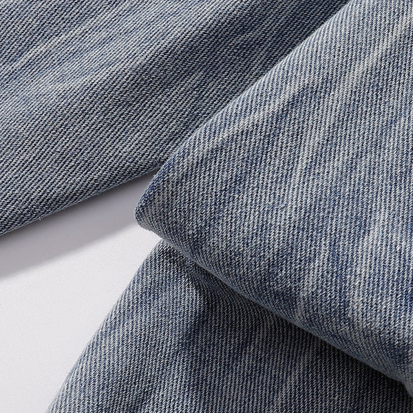 High-Waist Washed Denim Bermuda Shorts