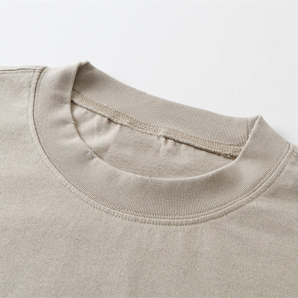 Washed Raw-Edge Pocket Clean Fit Crew Neck Tee