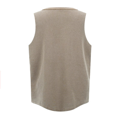 Wax-Dye Waffle Knit Vintage Washed U-Neck Vest