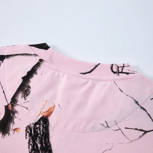 Nature Branch Print Pink Camo Short Sleeve Tee