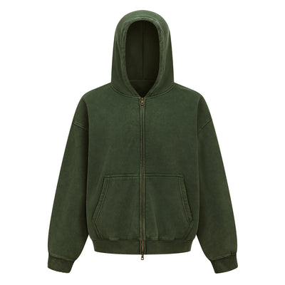 Vintage Oversized Full Zip Kangaroo Pocket Hoodie