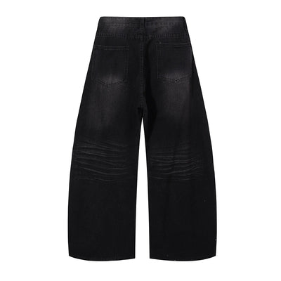 Black Washed Wide Leg Denim Jeans