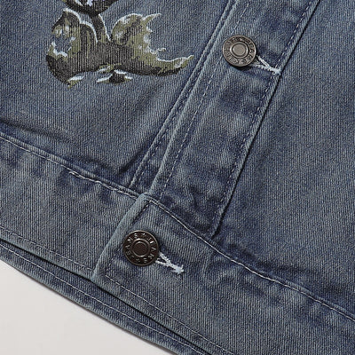 Floral-Printed Denim Trucker Jacket