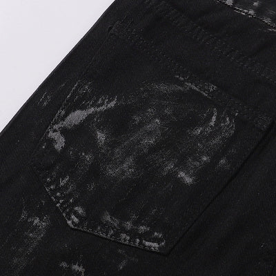 Black Rhinestone Star Appliqué Denim Jeans