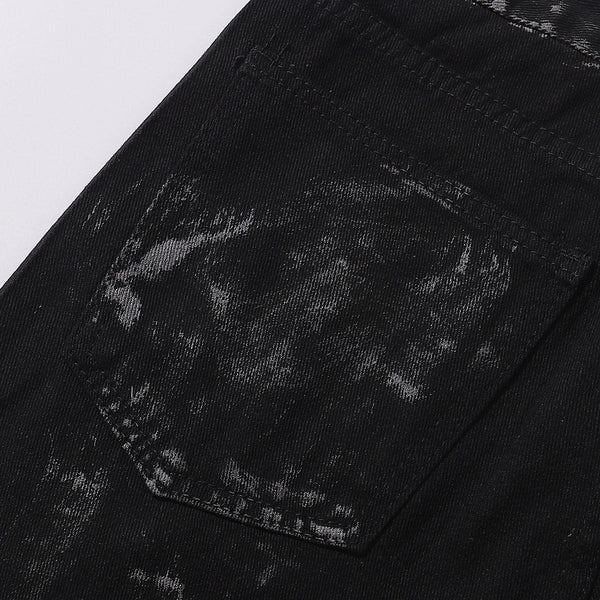 Black Rhinestone Star Appliqué Denim Jeans