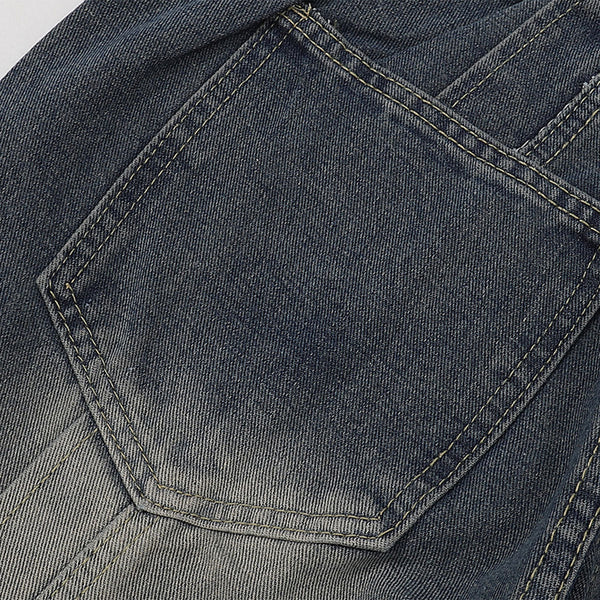 Utility Wide Leg Distressed Denim Jeans