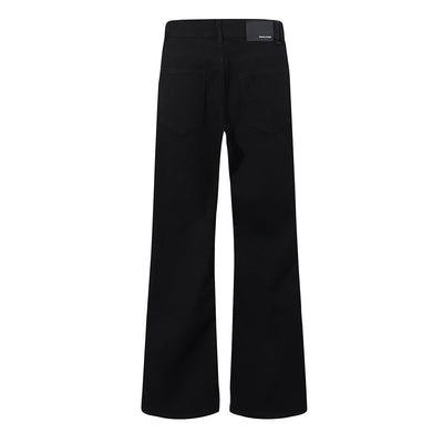Slim Fit Solid Black Flared Denim Pants