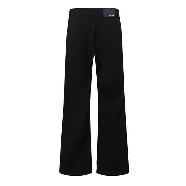 Slim Fit Solid Black Flared Denim Pants