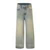Vintage Wash Distressed Wide-Leg Jeans