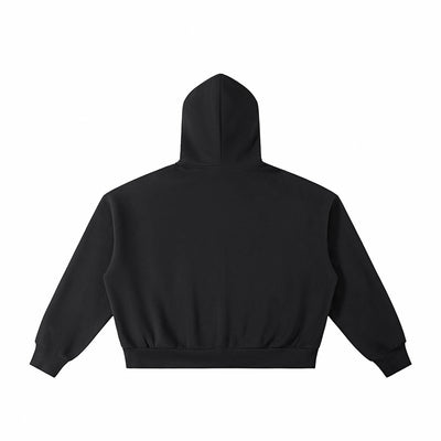 Full Zip-Up Boxy Fit Fleece Hoodie