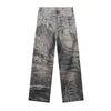 Digital Print Vintage Style Faux Denim Jeans