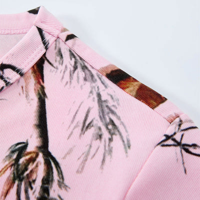 Nature Inspired Pink Camo Floral Crop Top Tee