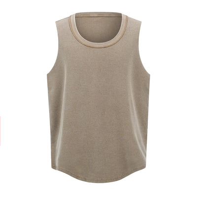 Wax-Dye Waffle Knit Vintage Washed U-Neck Vest
