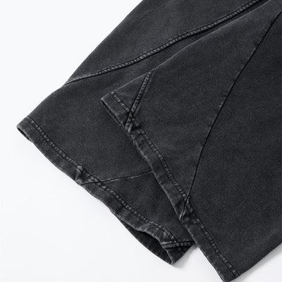 Streetwear Distressed Curved Panel Straight-Leg Pants