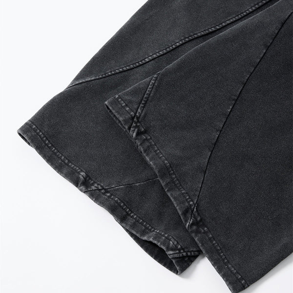 Streetwear Distressed Curved Panel Straight-Leg Pants