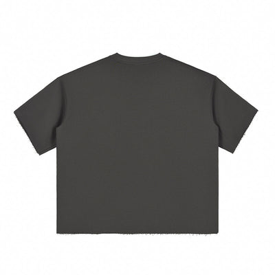 Boxy Cropped Raw Edge T-Shirt