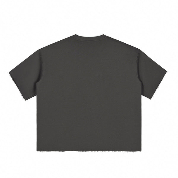 Boxy Cropped Raw Edge T-Shirt